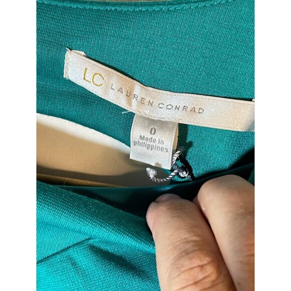 lc lauren conrad short sleeve dress green side zipper button size 0 READ NEW - Picture 6 of 13